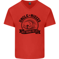 Uncle & Nieces Best Friends Uncle's Day Mens V-Neck Cotton T-Shirt Red