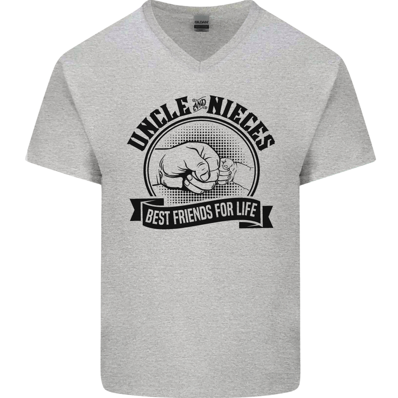 Uncle & Nieces Best Friends Uncle's Day Mens V-Neck Cotton T-Shirt Sports Grey