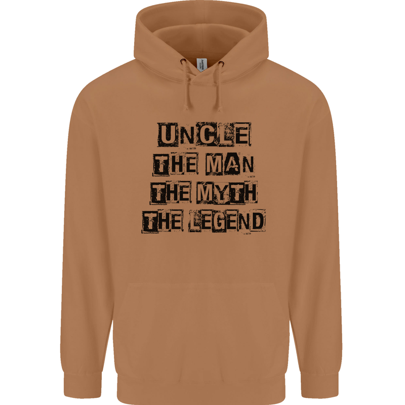 Uncle the Man the Myth the Legend Mens 80% Cotton Hoodie Caramel Latte