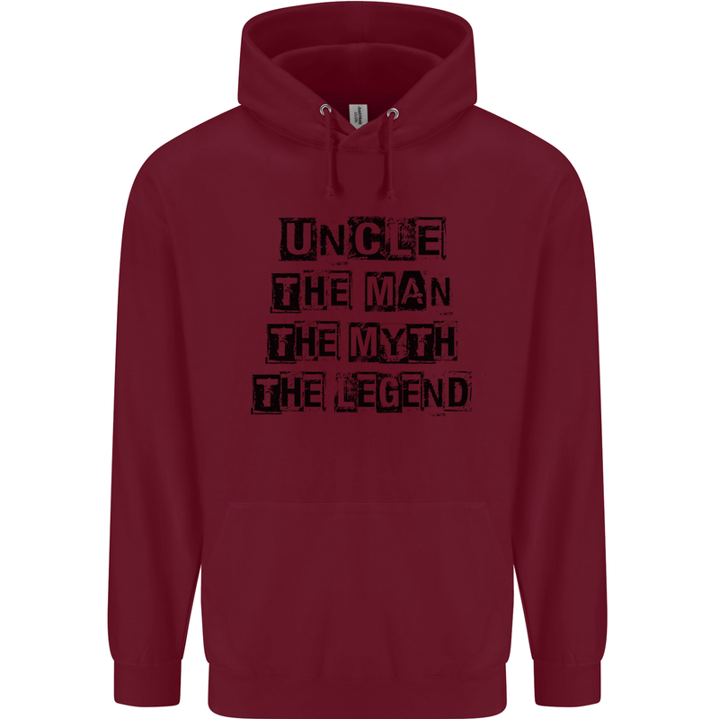 Uncle the Man the Myth the Legend Mens 80% Cotton Hoodie Maroon