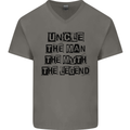 Uncle the Man the Myth the Legend Mens V-Neck Cotton T-Shirt Charcoal