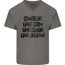 Uncle the Man the Myth the Legend Mens V-Neck Cotton T-Shirt Charcoal