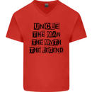 Uncle the Man the Myth the Legend Mens V-Neck Cotton T-Shirt Red