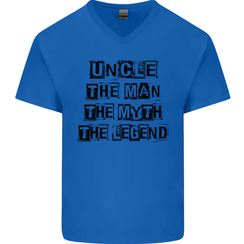 Uncle the Man the Myth the Legend Mens V-Neck Cotton T-Shirt Royal Blue