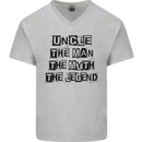 Uncle the Man the Myth the Legend Mens V-Neck Cotton T-Shirt Sports Grey