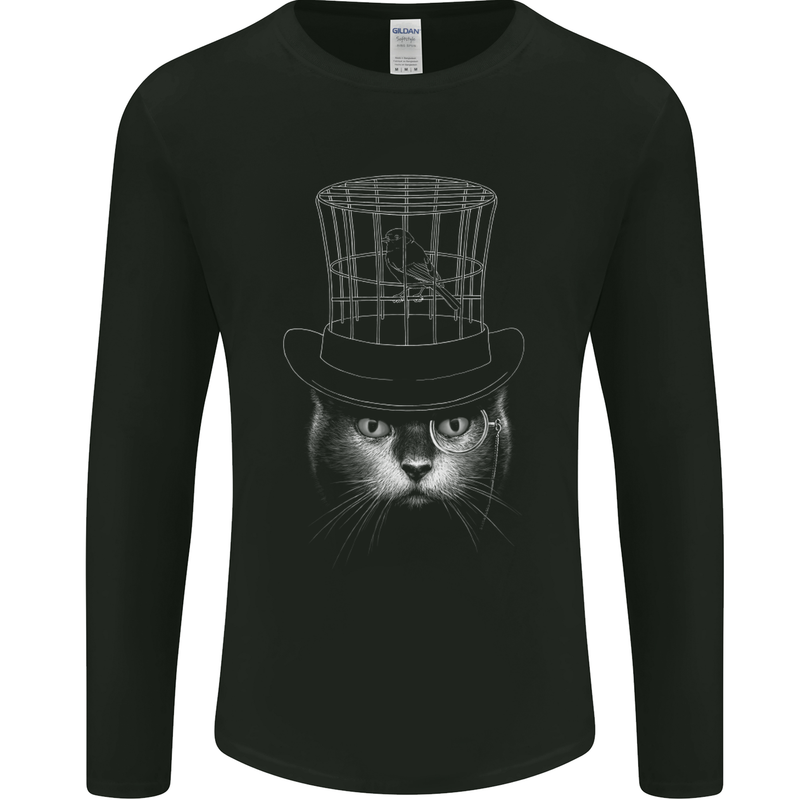 Under My Hat Funny Cat Bird Cage Mens Long Sleeve T-Shirt Black