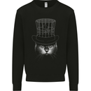 Under My Hat Funny Cat Bird Cage Mens Sweatshirt Jumper Black
