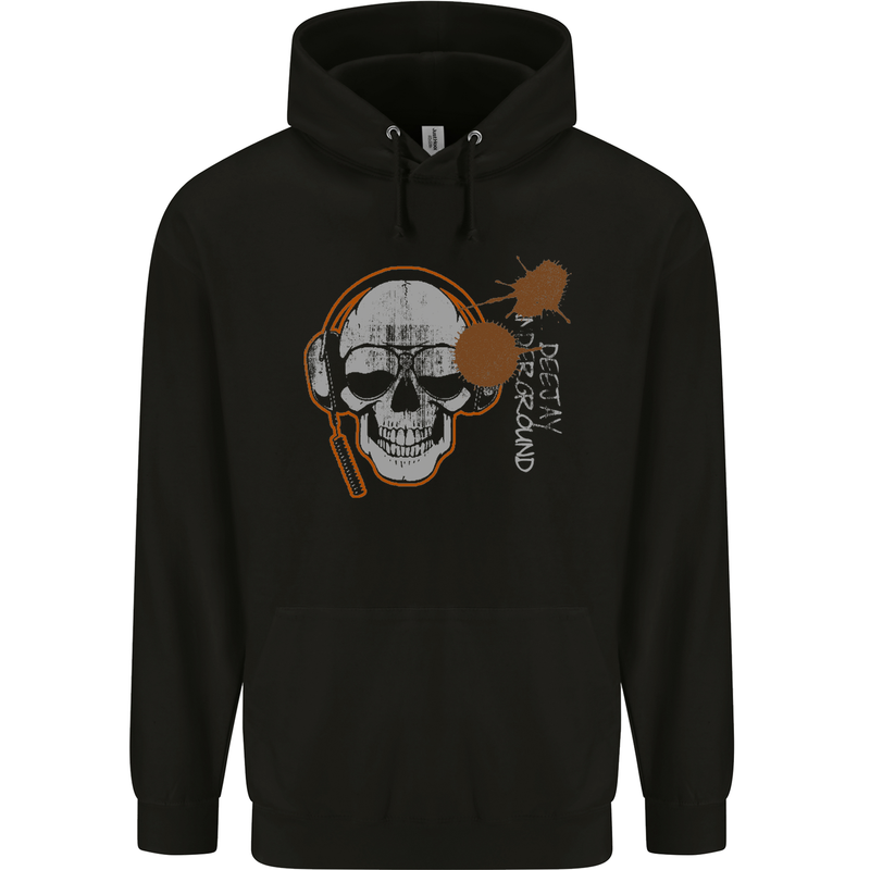 Underground DJ Skull DJing Music Childrens Kids Hoodie Black