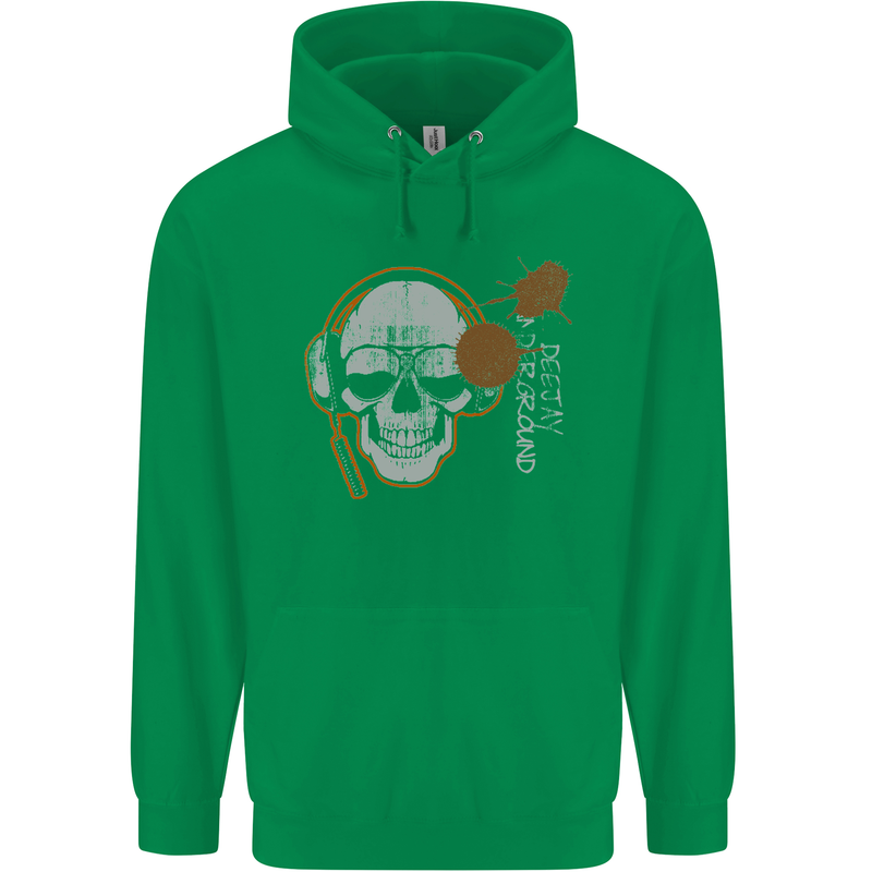 Underground DJ Skull DJing Music Childrens Kids Hoodie Irish Green