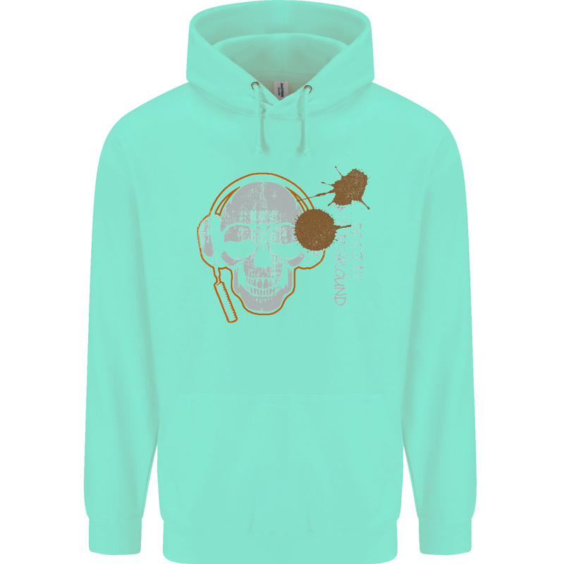 Underground DJ Skull DJing Music Childrens Kids Hoodie Peppermint