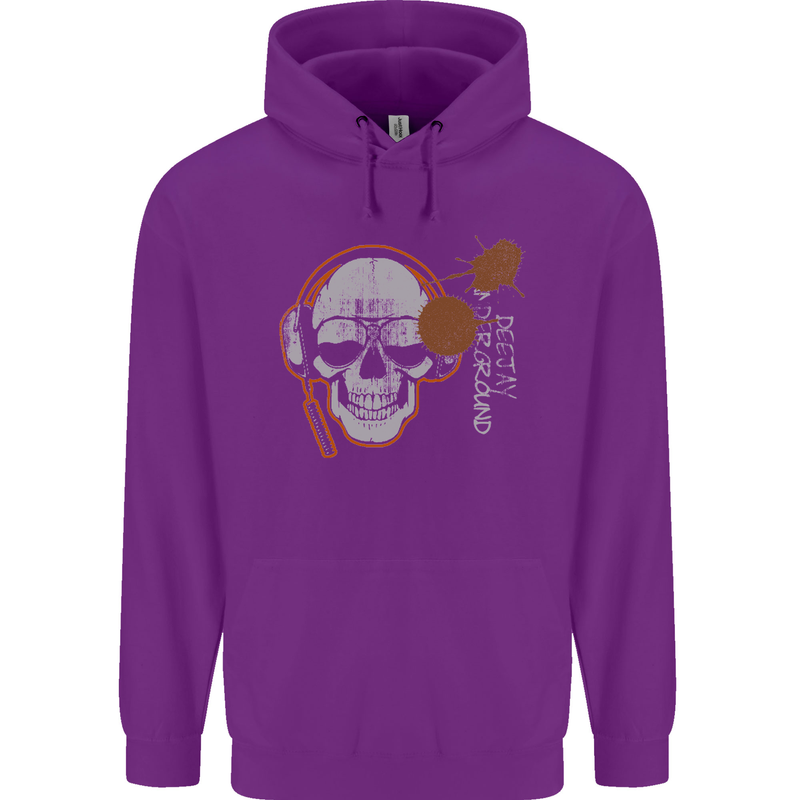 Underground DJ Skull DJing Music Childrens Kids Hoodie Purple