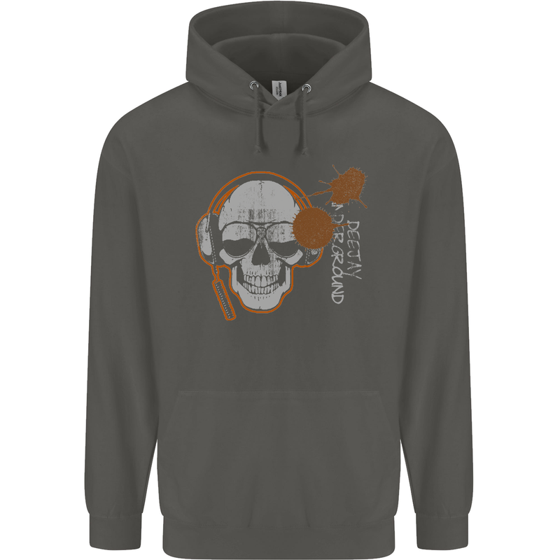 Underground DJ Skull DJing Music Childrens Kids Hoodie Storm Grey