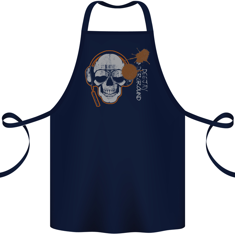 Underground DJ Skull DJing Music Cotton Apron 100% Organic Navy Blue