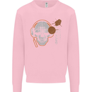 Underground DJ Skull DJing Music Kids Sweatshirt Jumper Light Pink