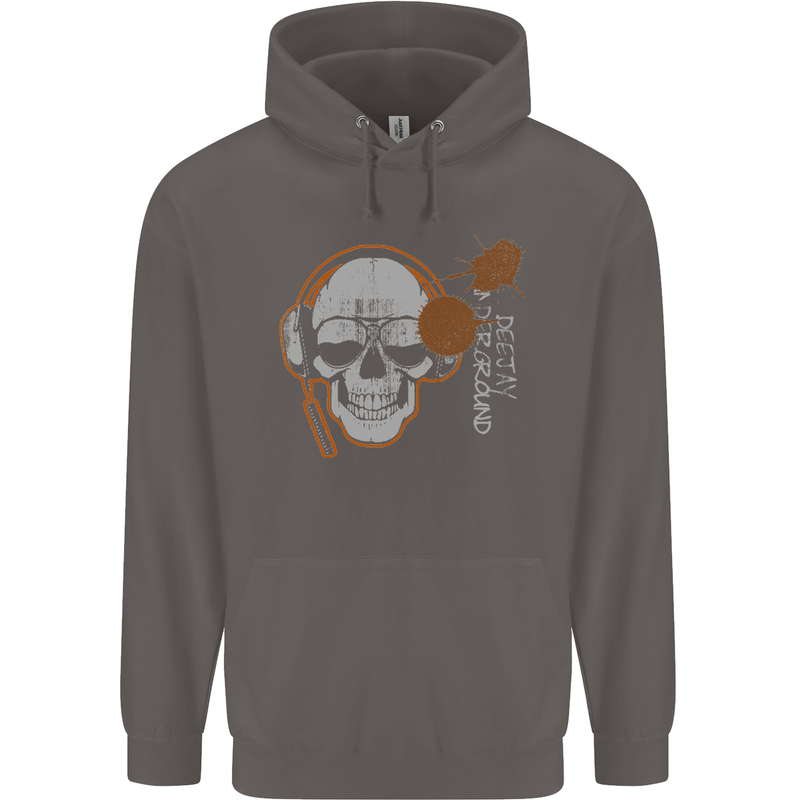 Underground DJ Skull DJing Music Mens 80% Cotton Hoodie Charcoal