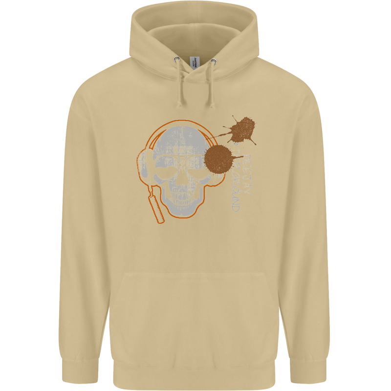 Underground DJ Skull DJing Music Mens 80% Cotton Hoodie Sand