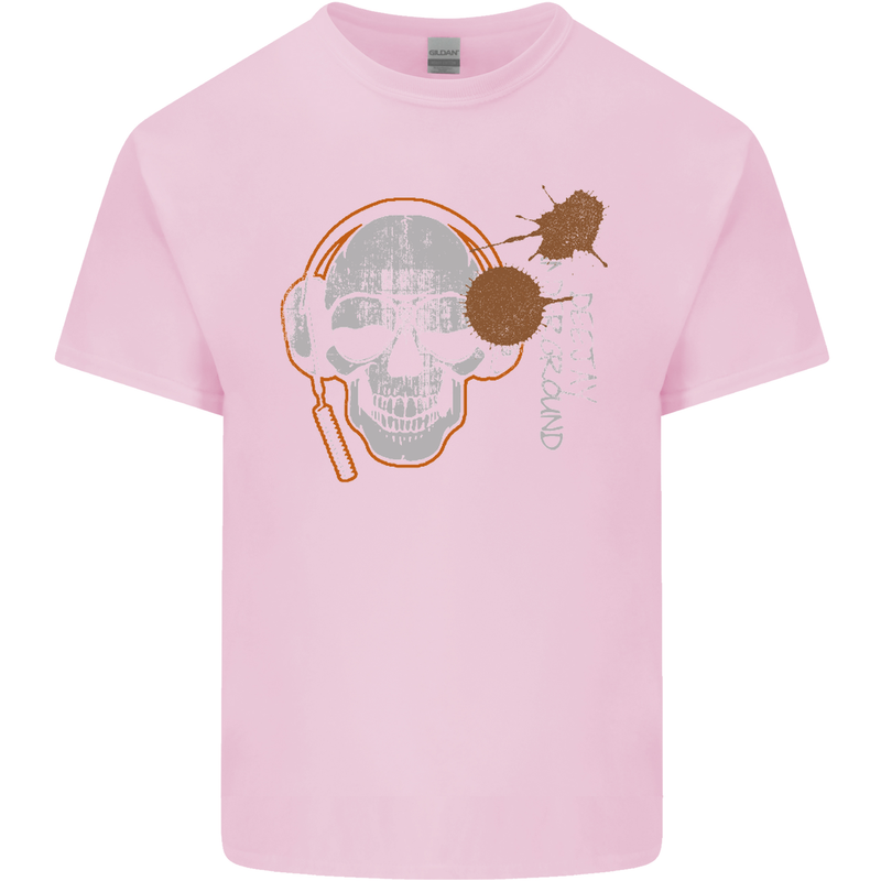 Underground DJ Skull DJing Music Mens Cotton T-Shirt Tee Top Light Pink