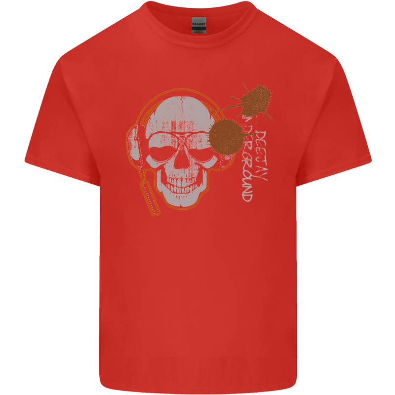 Underground DJ Skull DJing Music Mens Cotton T-Shirt Tee Top Red