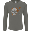 Underground DJ Skull DJing Music Mens Long Sleeve T-Shirt Charcoal