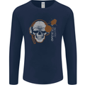 Underground DJ Skull DJing Music Mens Long Sleeve T-Shirt Navy Blue