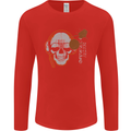 Underground DJ Skull DJing Music Mens Long Sleeve T-Shirt Red