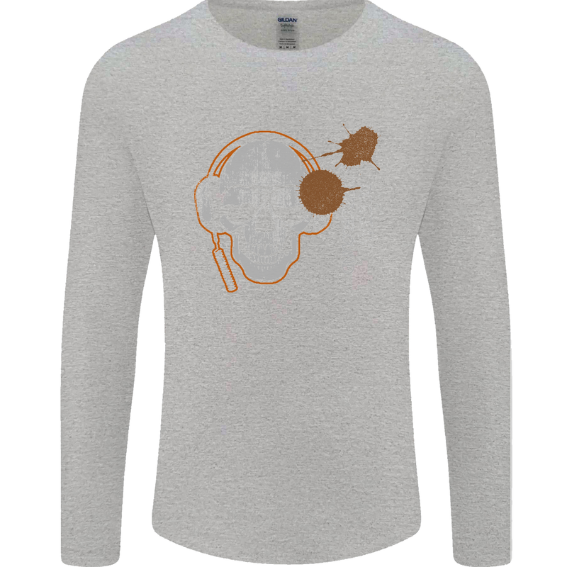 Underground DJ Skull DJing Music Mens Long Sleeve T-Shirt Sports Grey