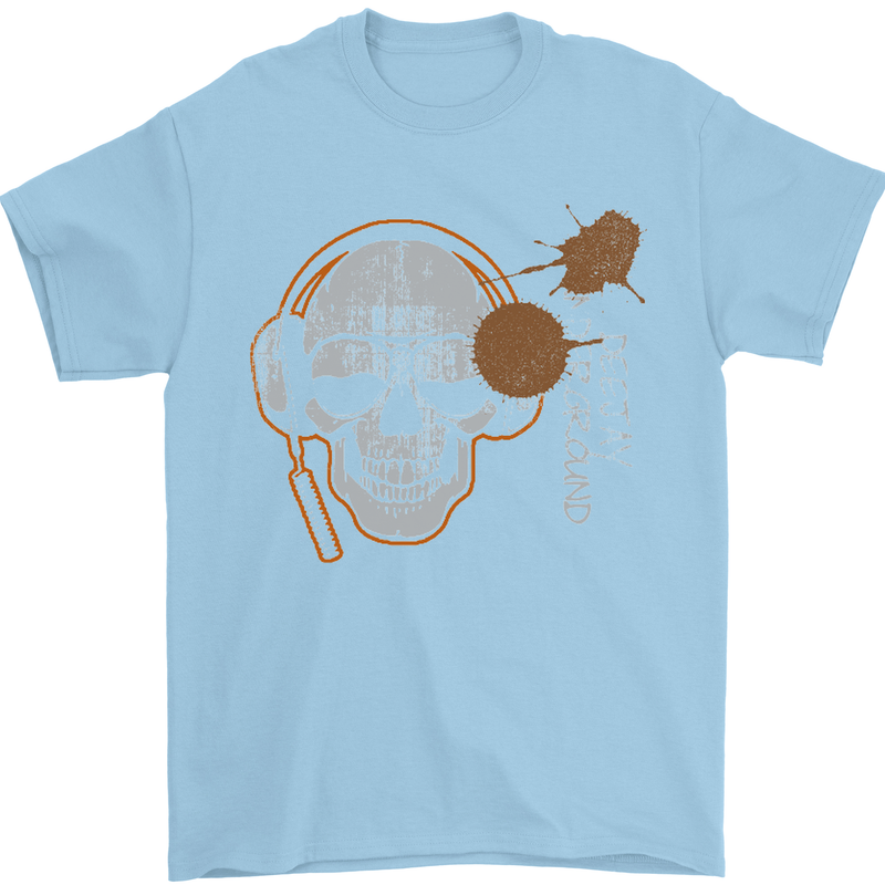 Underground DJ Skull DJing Music Mens T-Shirt Cotton Gildan Light Blue
