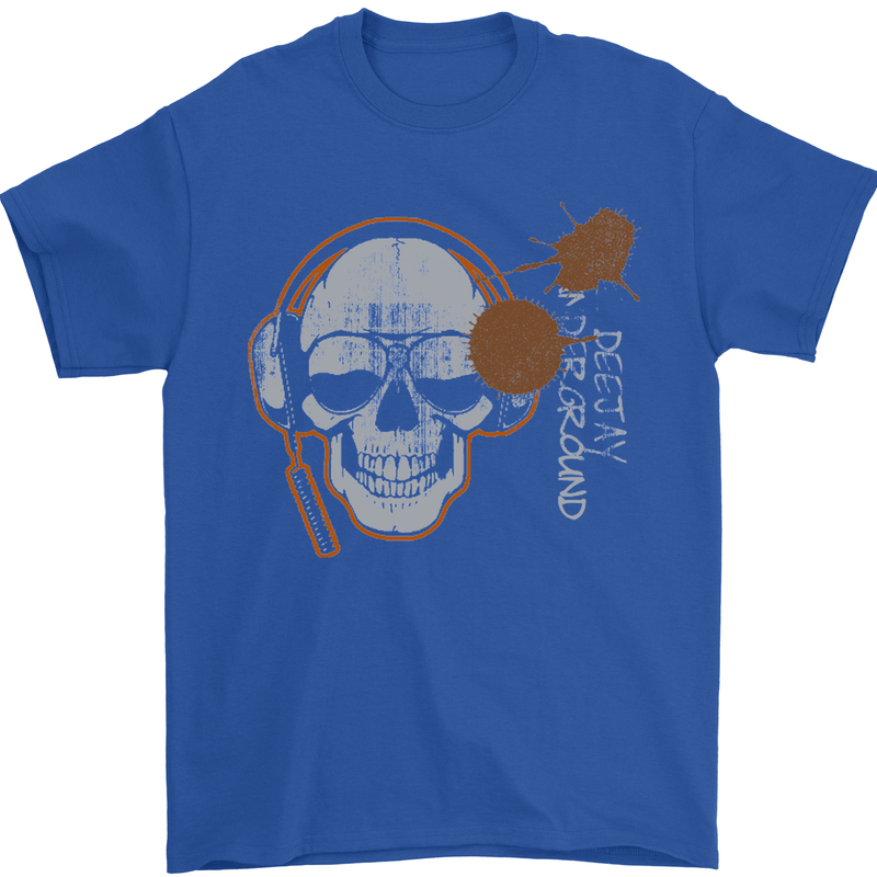 Underground DJ Skull DJing Music Mens T-Shirt Cotton Gildan Royal Blue