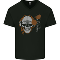 Underground DJ Skull DJing Music Mens V-Neck Cotton T-Shirt Black