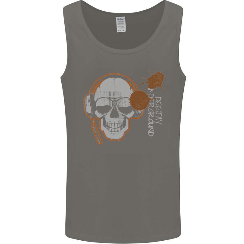 Underground DJ Skull DJing Music Mens Vest Tank Top Charcoal