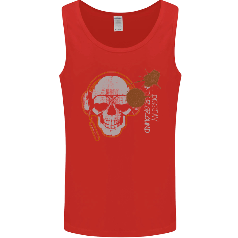 Underground DJ Skull DJing Music Mens Vest Tank Top Red