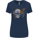Underground DJ Skull DJing Music Womens Wider Cut T-Shirt Navy Blue