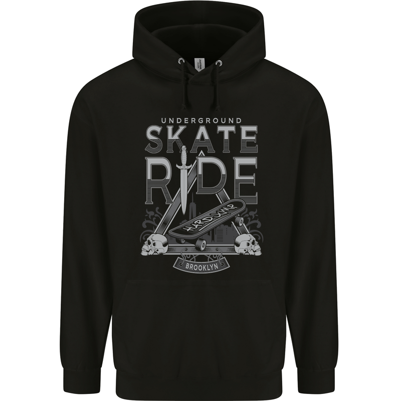 Underground Skate Ride Skateboard Childrens Kids Hoodie Black