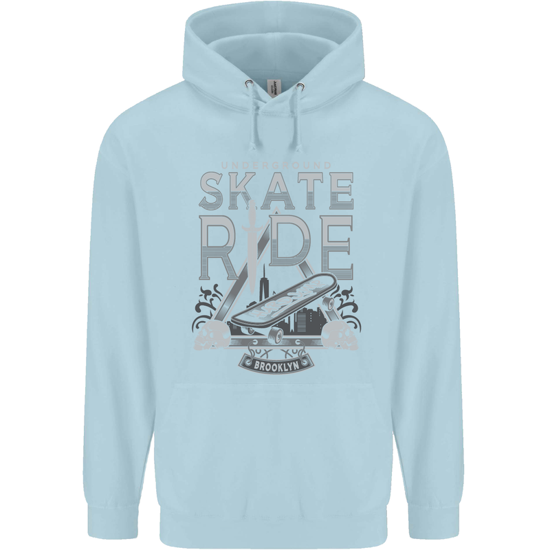 Underground Skate Ride Skateboard Childrens Kids Hoodie Light Blue