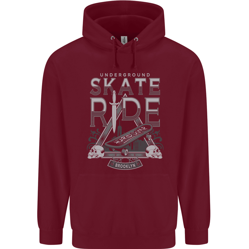 Underground Skate Ride Skateboard Childrens Kids Hoodie Maroon