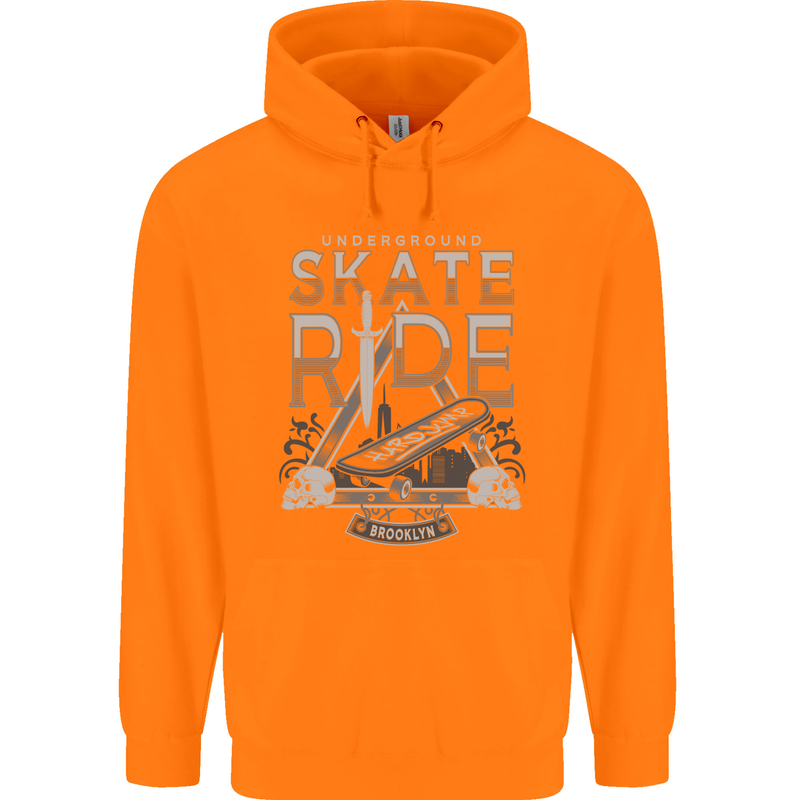 Underground Skate Ride Skateboard Childrens Kids Hoodie Orange