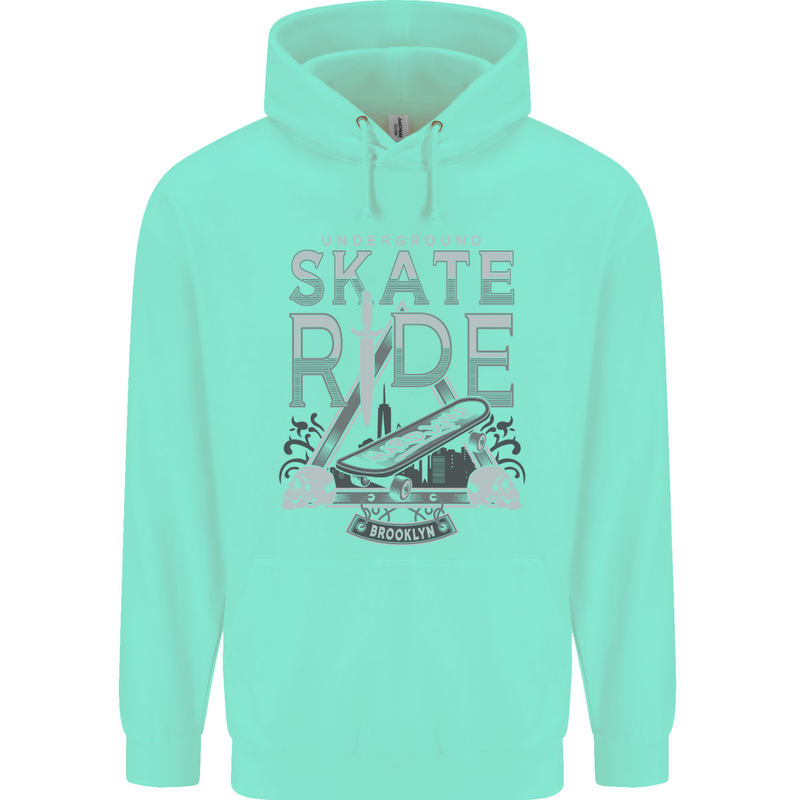 Underground Skate Ride Skateboard Childrens Kids Hoodie Peppermint