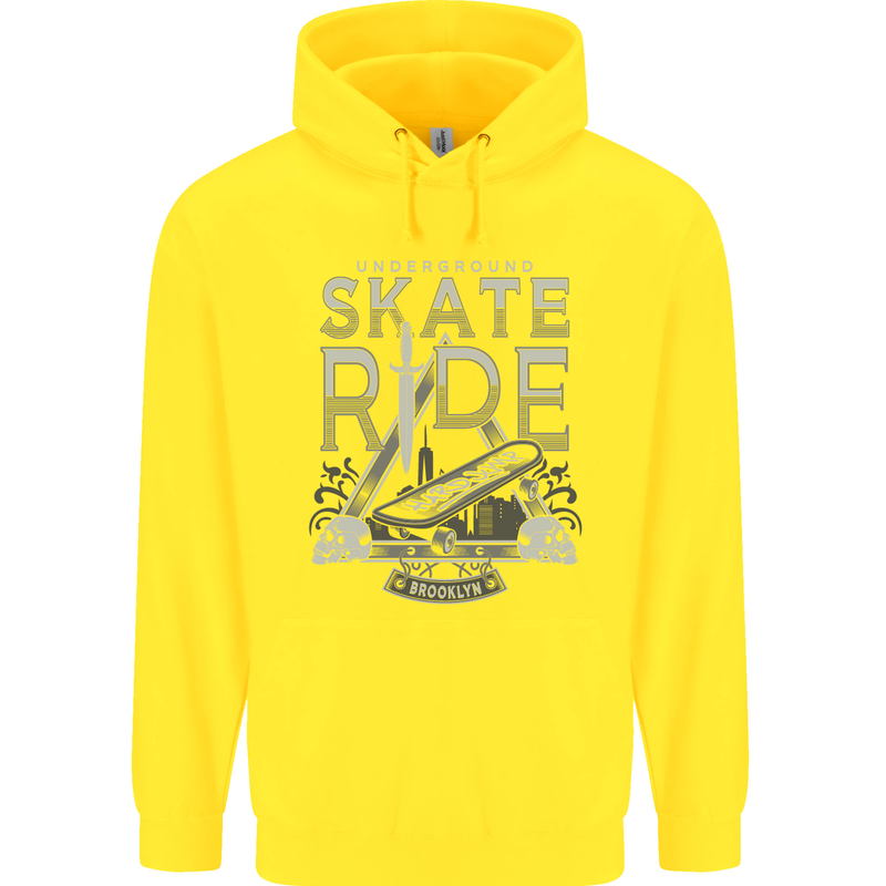 Underground Skate Ride Skateboard Childrens Kids Hoodie Yellow