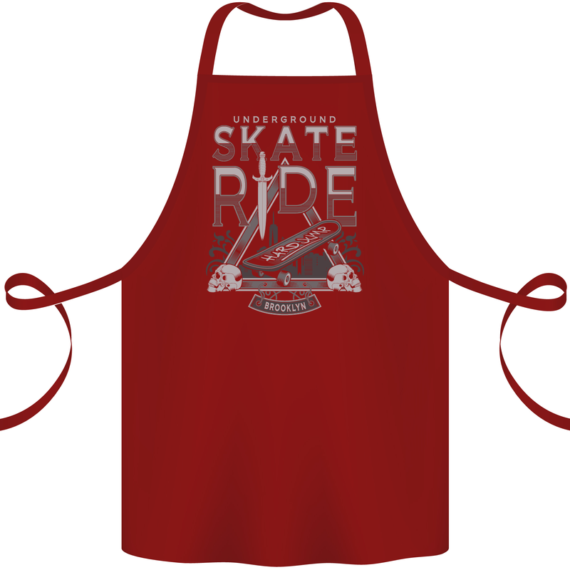 Underground Skate Ride Skateboard Cotton Apron 100% Organic Maroon
