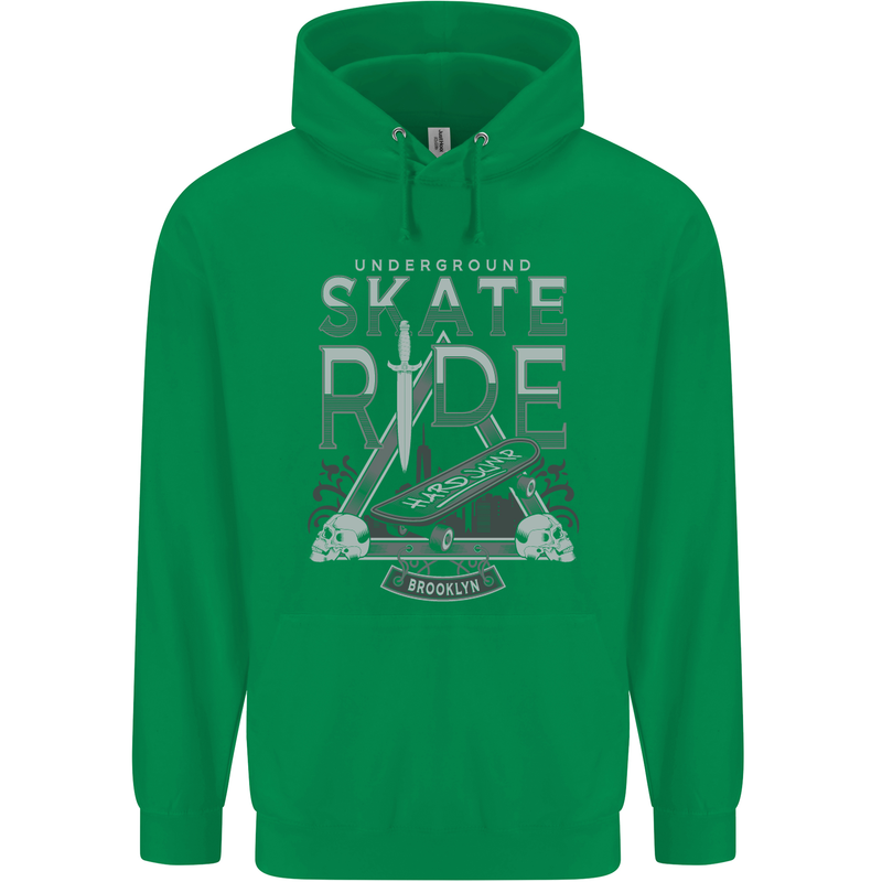 Underground Skate Ride Skateboard Mens 80% Cotton Hoodie Irish Green