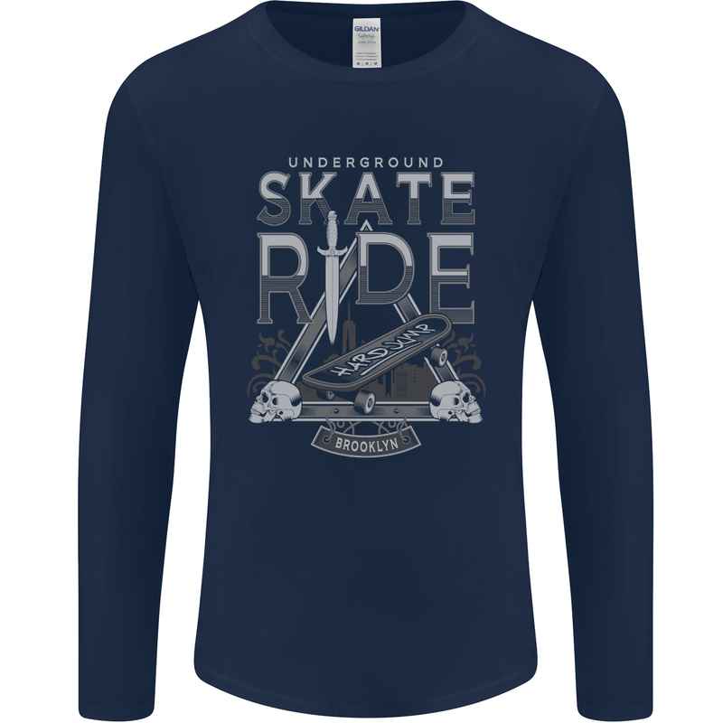 Underground Skate Ride Skateboard Mens Long Sleeve T-Shirt Navy Blue