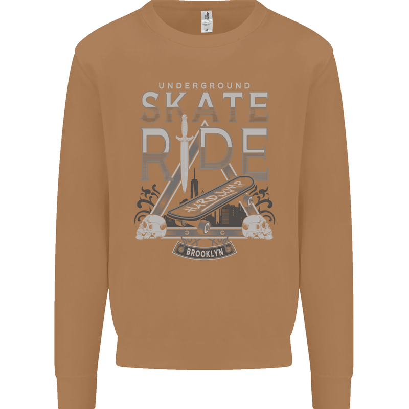 Underground Skate Ride Skateboard Mens Sweatshirt Jumper Caramel Latte