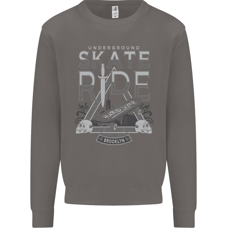 Underground Skate Ride Skateboard Mens Sweatshirt Jumper Charcoal