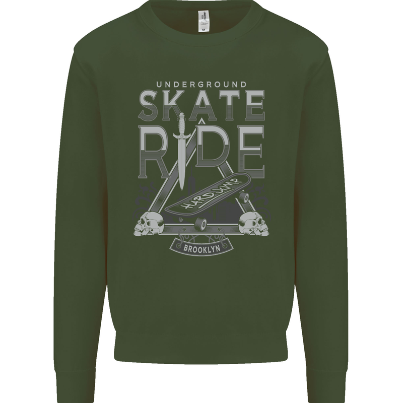 Underground Skate Ride Skateboard Mens Sweatshirt Jumper Forest Green