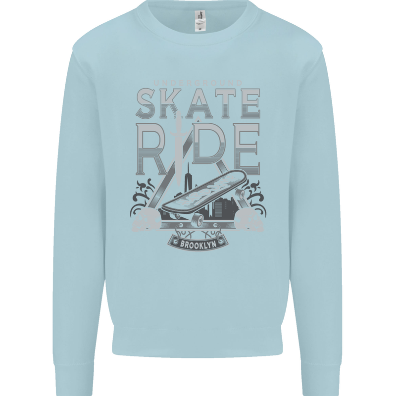 Underground Skate Ride Skateboard Mens Sweatshirt Jumper Light Blue