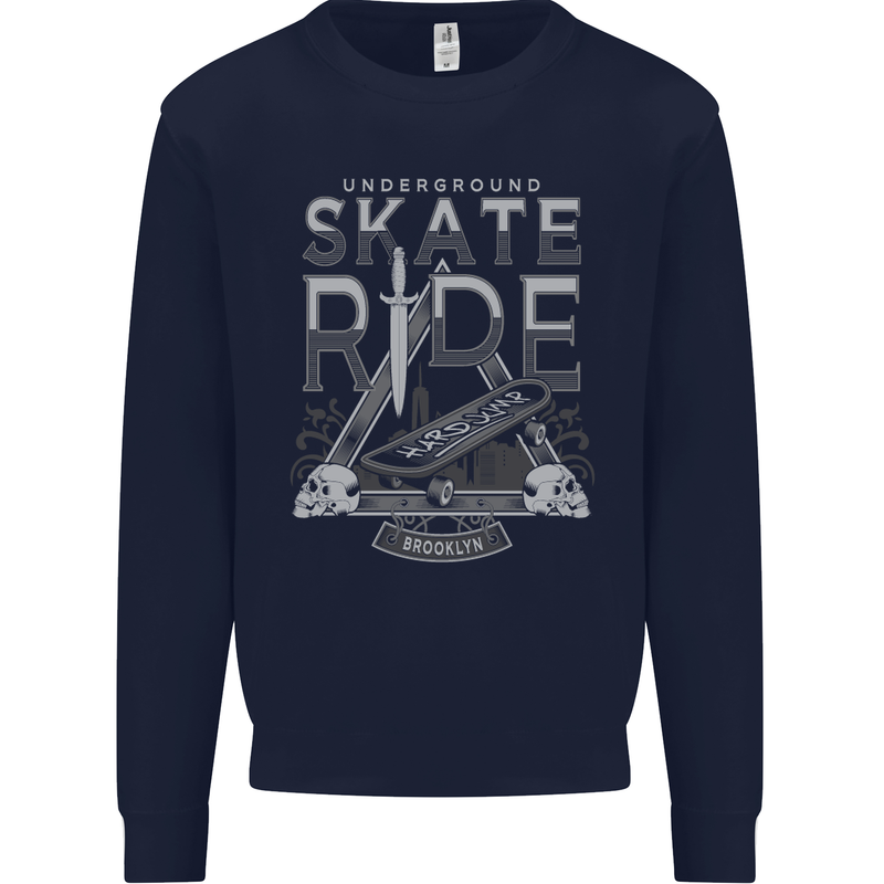Underground Skate Ride Skateboard Mens Sweatshirt Jumper Navy Blue