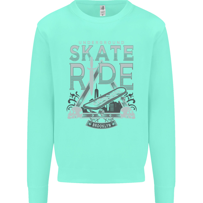 Underground Skate Ride Skateboard Mens Sweatshirt Jumper Peppermint