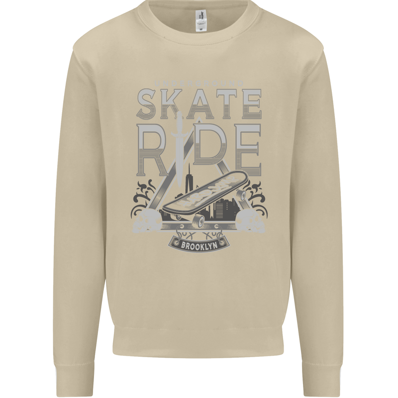 Underground Skate Ride Skateboard Mens Sweatshirt Jumper Sand