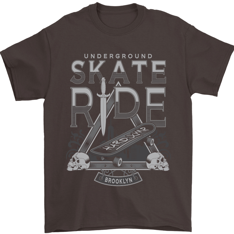 Underground Skate Ride Skateboard Mens T-Shirt Cotton Gildan Dark Chocolate