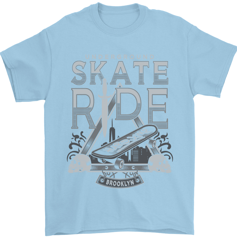 Underground Skate Ride Skateboard Mens T-Shirt Cotton Gildan Light Blue